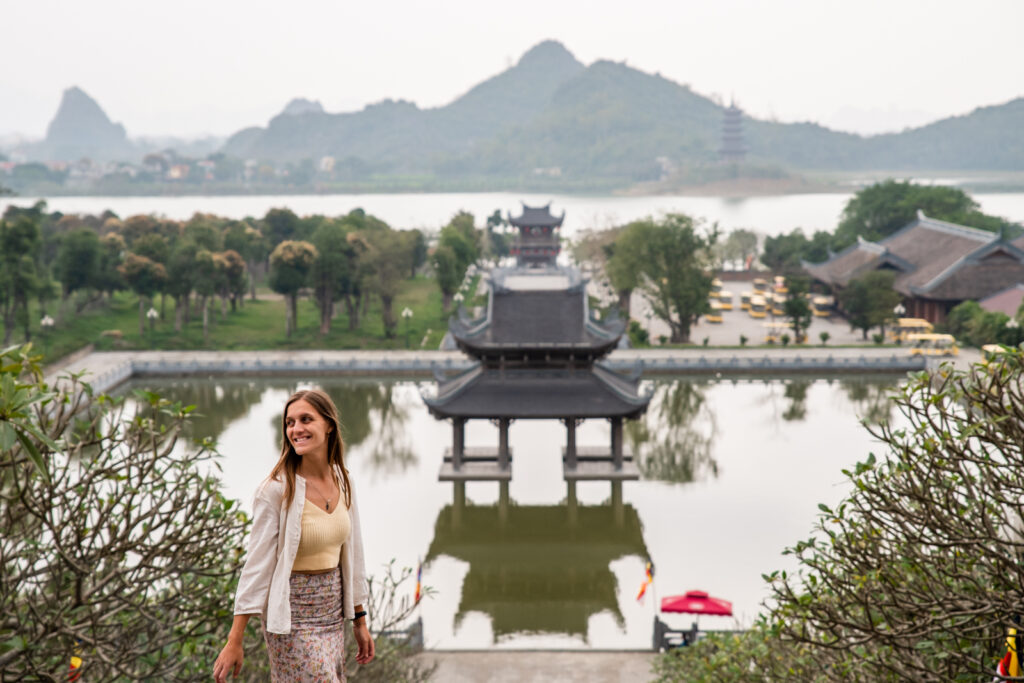 girl at Bai Dinh temple complex in Ninh Ninh, Vietnam