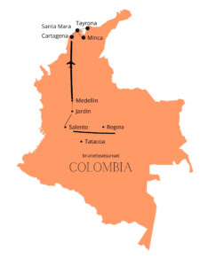 Colombia travel route map