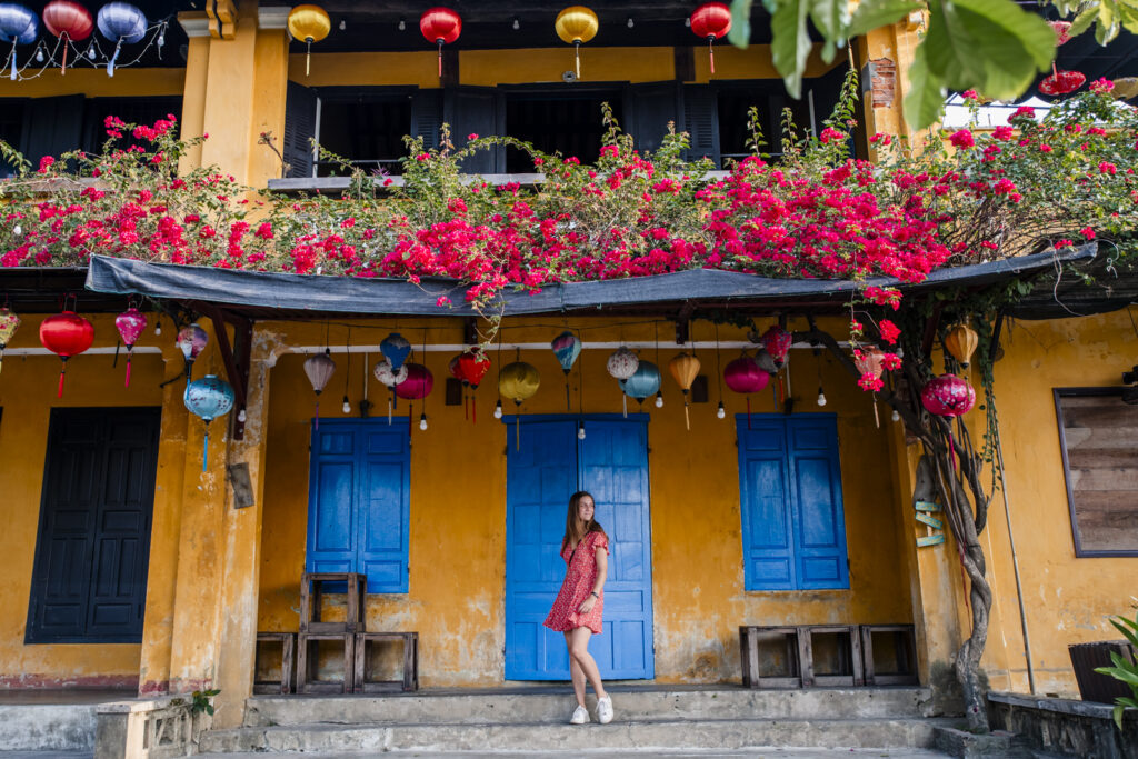 Colorful facade in old town of Hoi an, Vietnam