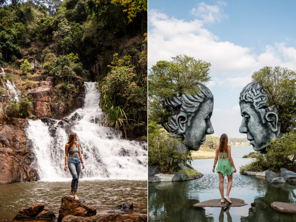 Datanla Waterfall and faces of Clay tunnel Vietnam