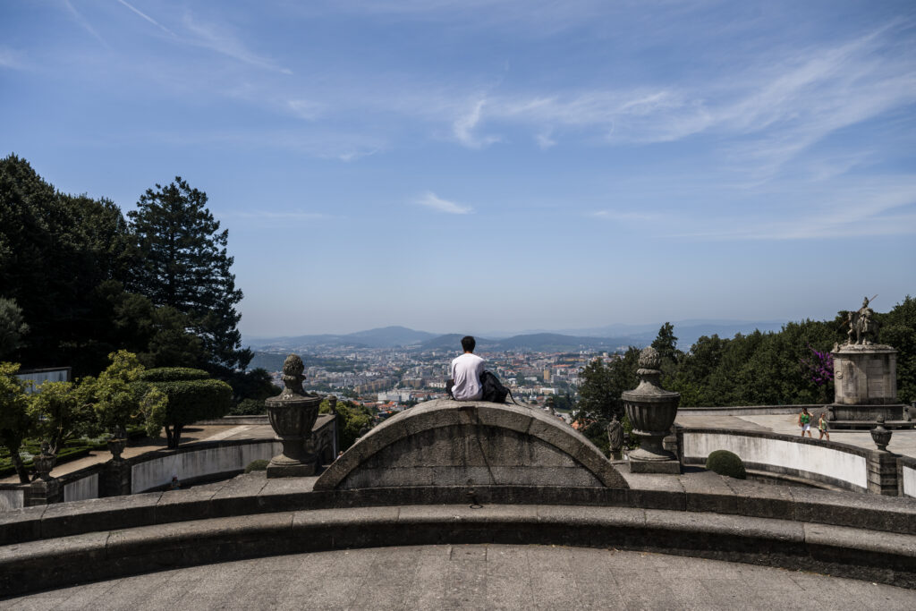 view from top of Bom Jesus church in Braga, Portugal