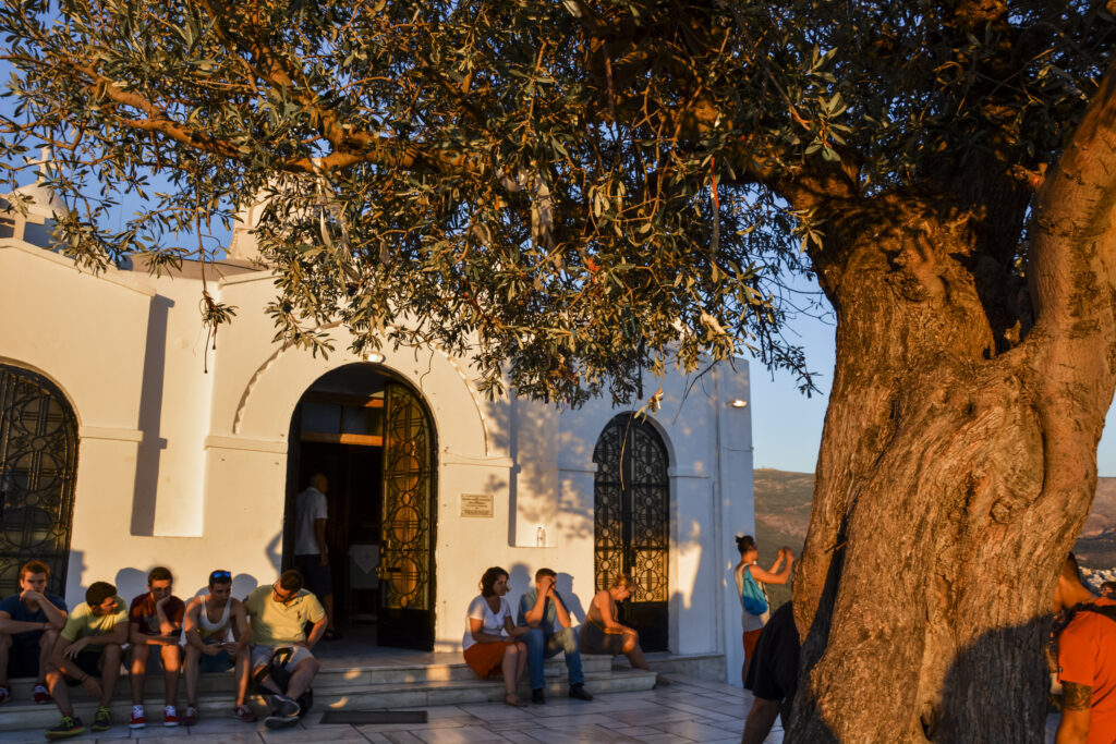 Chapel at Mount Lycabettus Athens at sunset