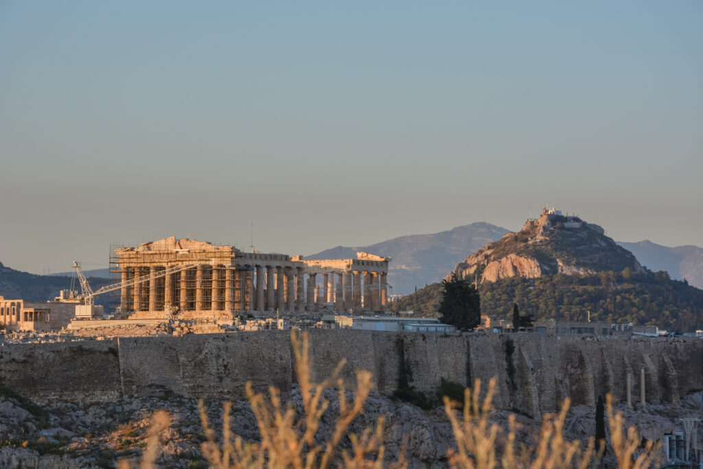 Philopappou Hill view of acropolis athens