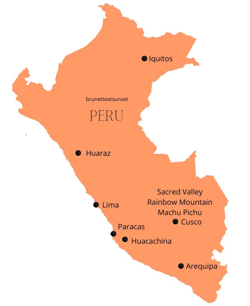 map or peru Itinerary