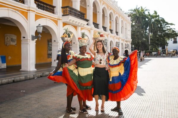 Palenqueras in the historical center of cartagena