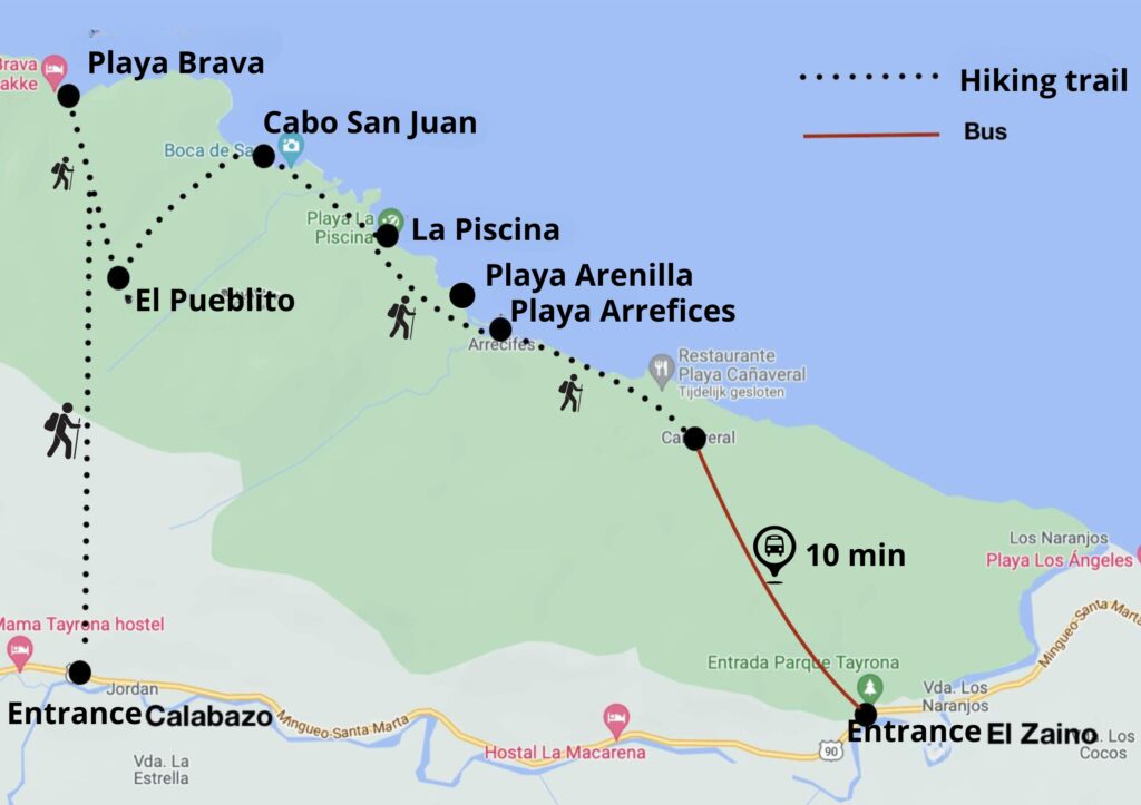 map of Tayrona National Park